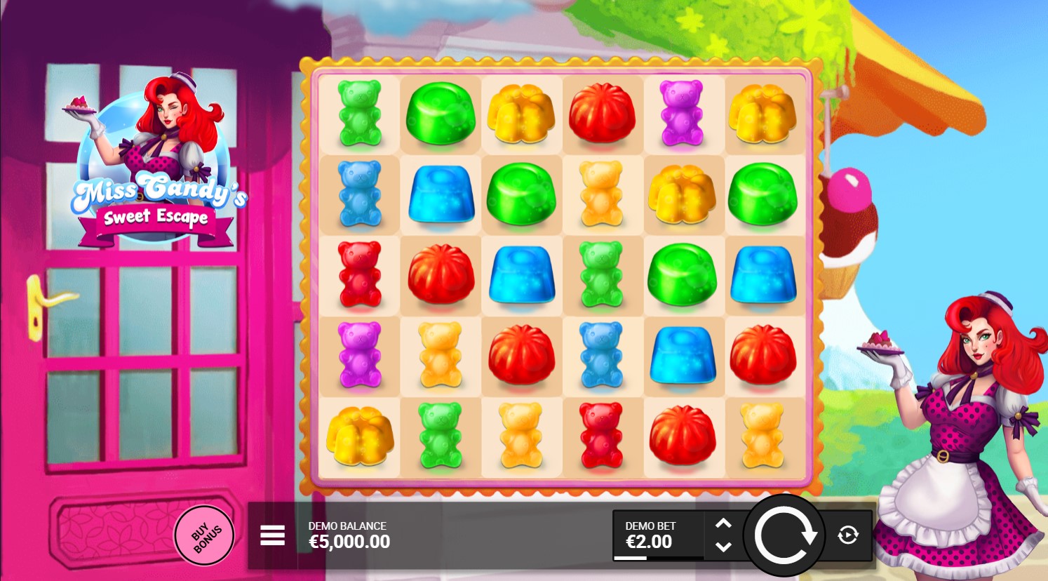 Read more about the article Miss Candy’s Sweet Escape – (Kitsune Studios) Slot Review