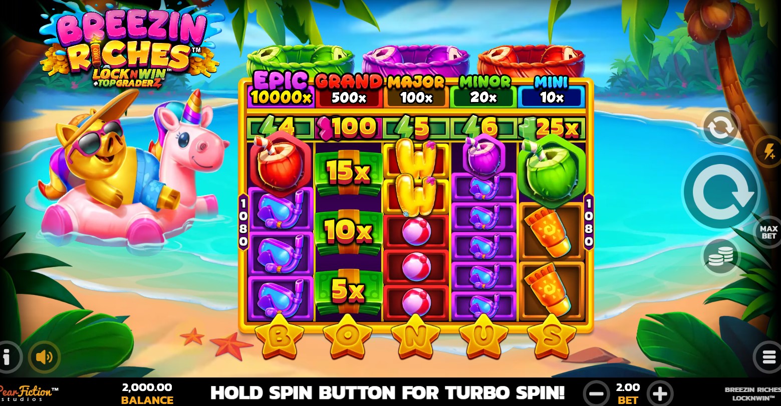 Read more about the article Breezin Riches (PearFiction Studios) Slot Review – Chill Island Wins or Feature Overload?