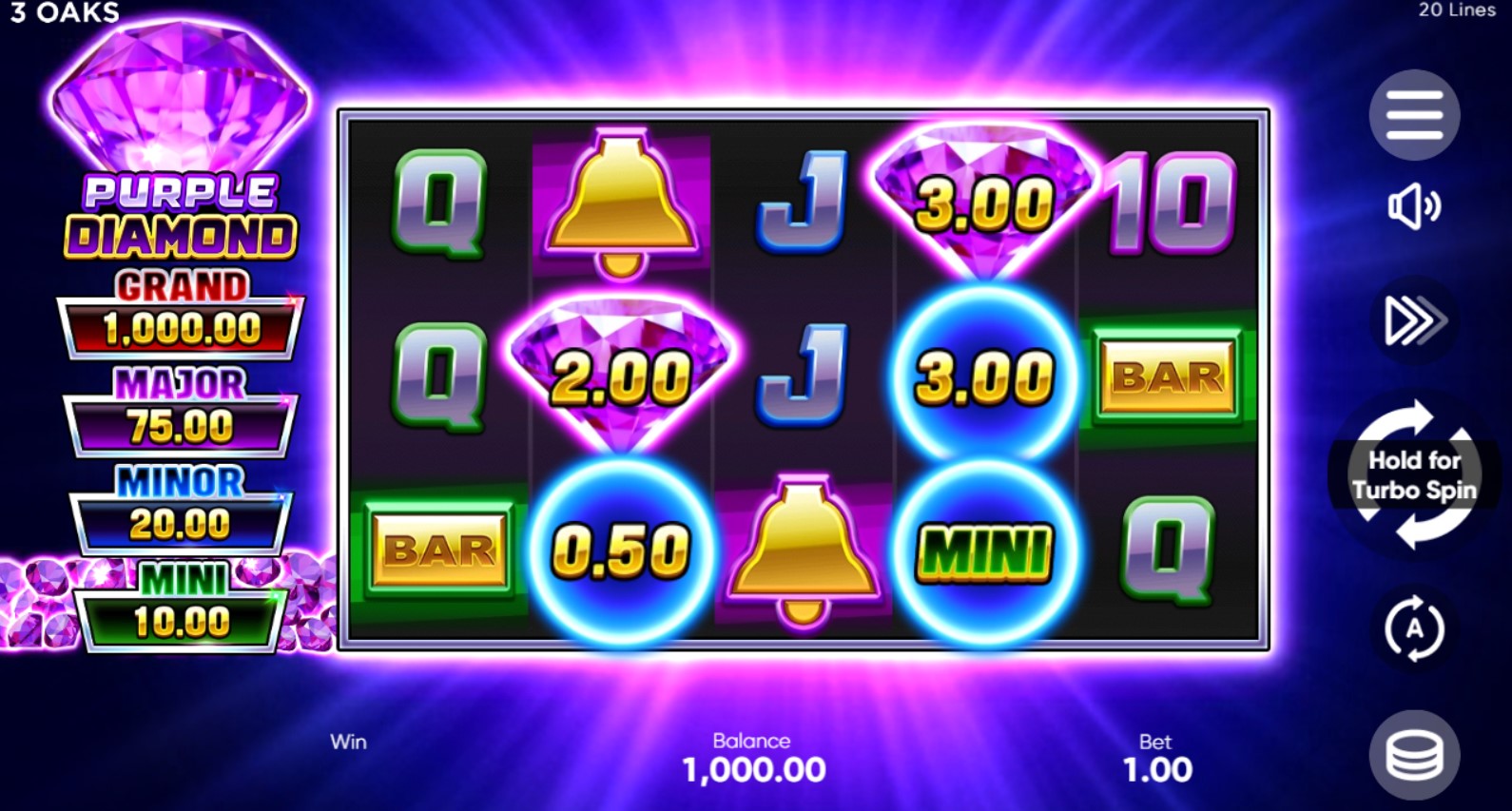 Read more about the article Purple Diamond (3 Oaks Gaming) Slot Review – Classic Luxury or Low Potential?