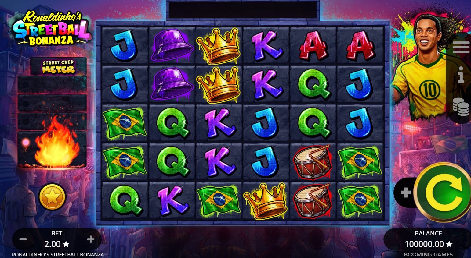 Read more about the article Ronaldinho’s Streetball Bonanza (Booming Games) Slot Review