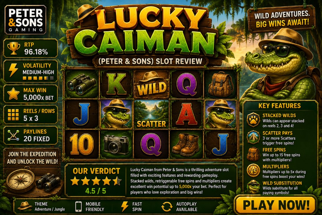 You are currently viewing Lucky Caiman (Peter & Sons) Slot Review