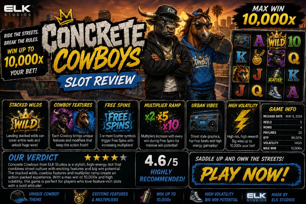 You are currently viewing Concrete Cowboys (ELK Studios) Slot Review