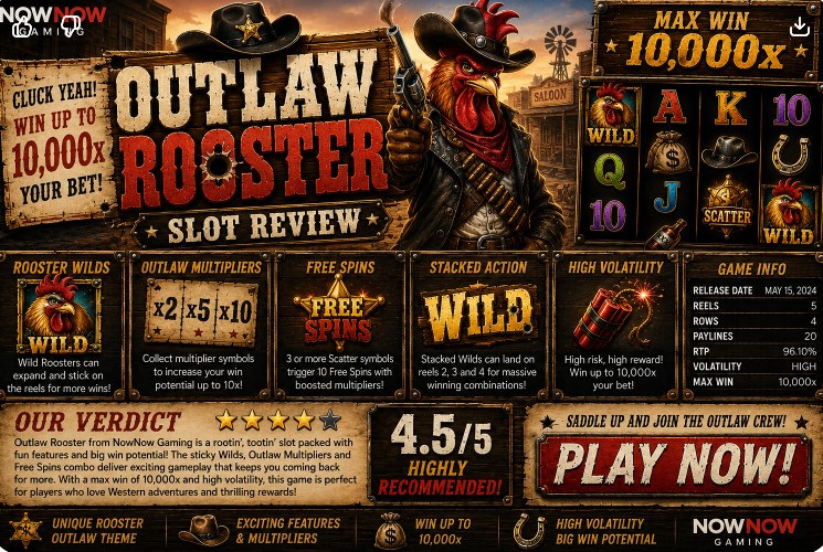 You are currently viewing Outlaw Rooster (NowNow Gaming) Slot Review